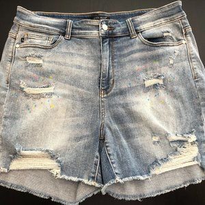 Plus Size Kiley Paint Splattered High Rise Shorts By Judy Blue